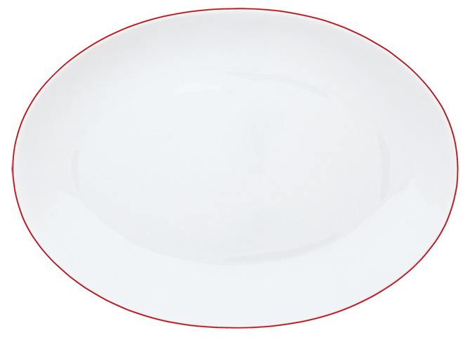 Plat ovale moyen modèle rouge vermillon - Raynaud